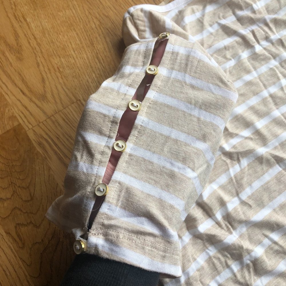 Dressbarn Striped Button Sleeve Top XL NWT - Picture 4 of 6